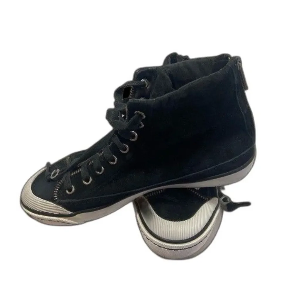 Coach Women's Fatima Hi-Top Suede Sneakers Black Back Zip Size 8 B